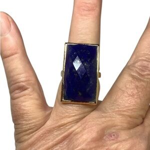 Elegant Blue and Gold plated Ring